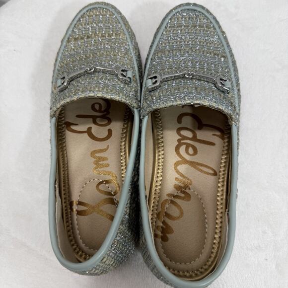 Sam Edelman Loraine Bit Blue Faux Tweed Comfort Loafers Shoe Size 1 Girl - Picture 12 of 12